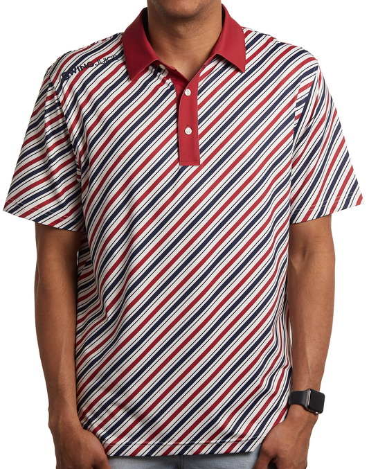 Golf Americana Diagonal Stripe Men's Polo-Red