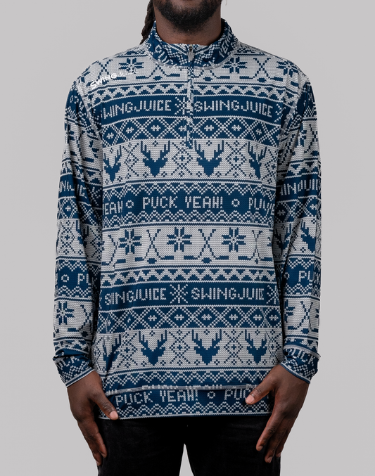 Hockey Puck Yeah Fairisle Men's Quarter Zip SwingJuice