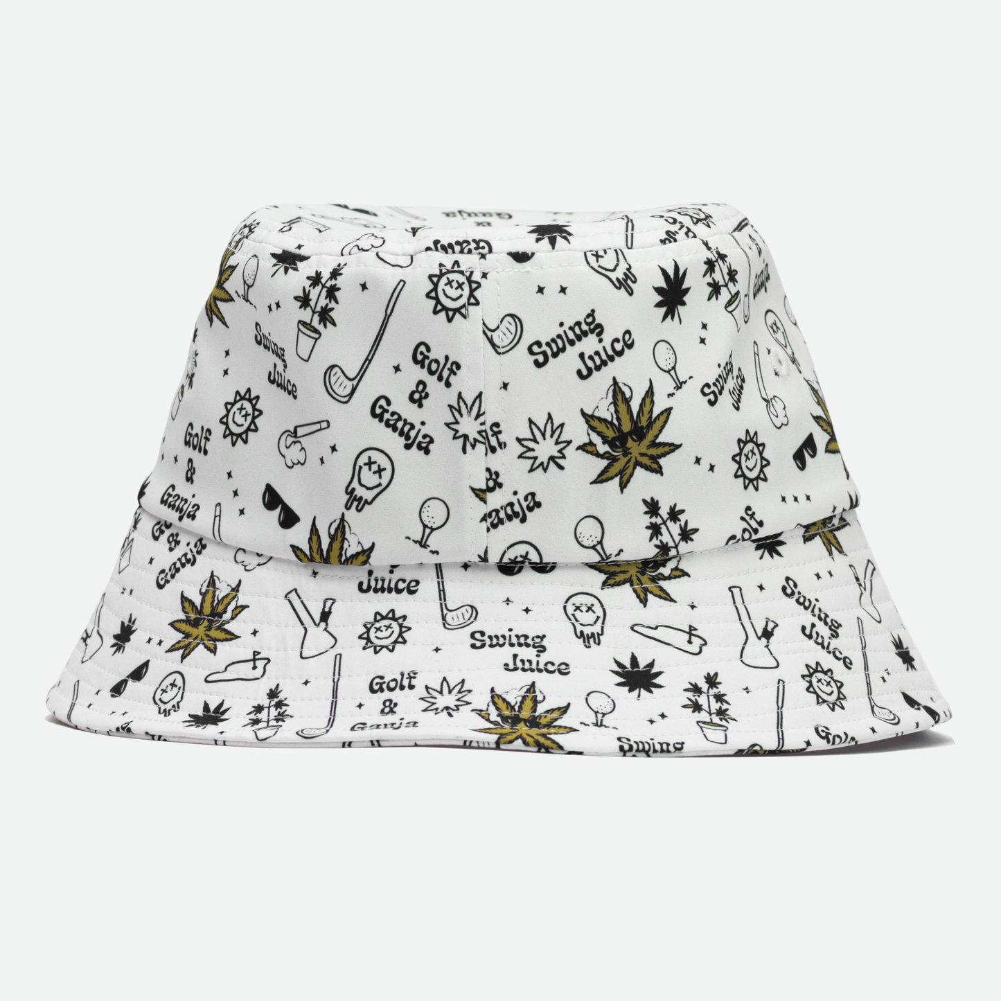 Golf & Ganja All Over Unisex Bucket Hat Natural O/S SwingJuice