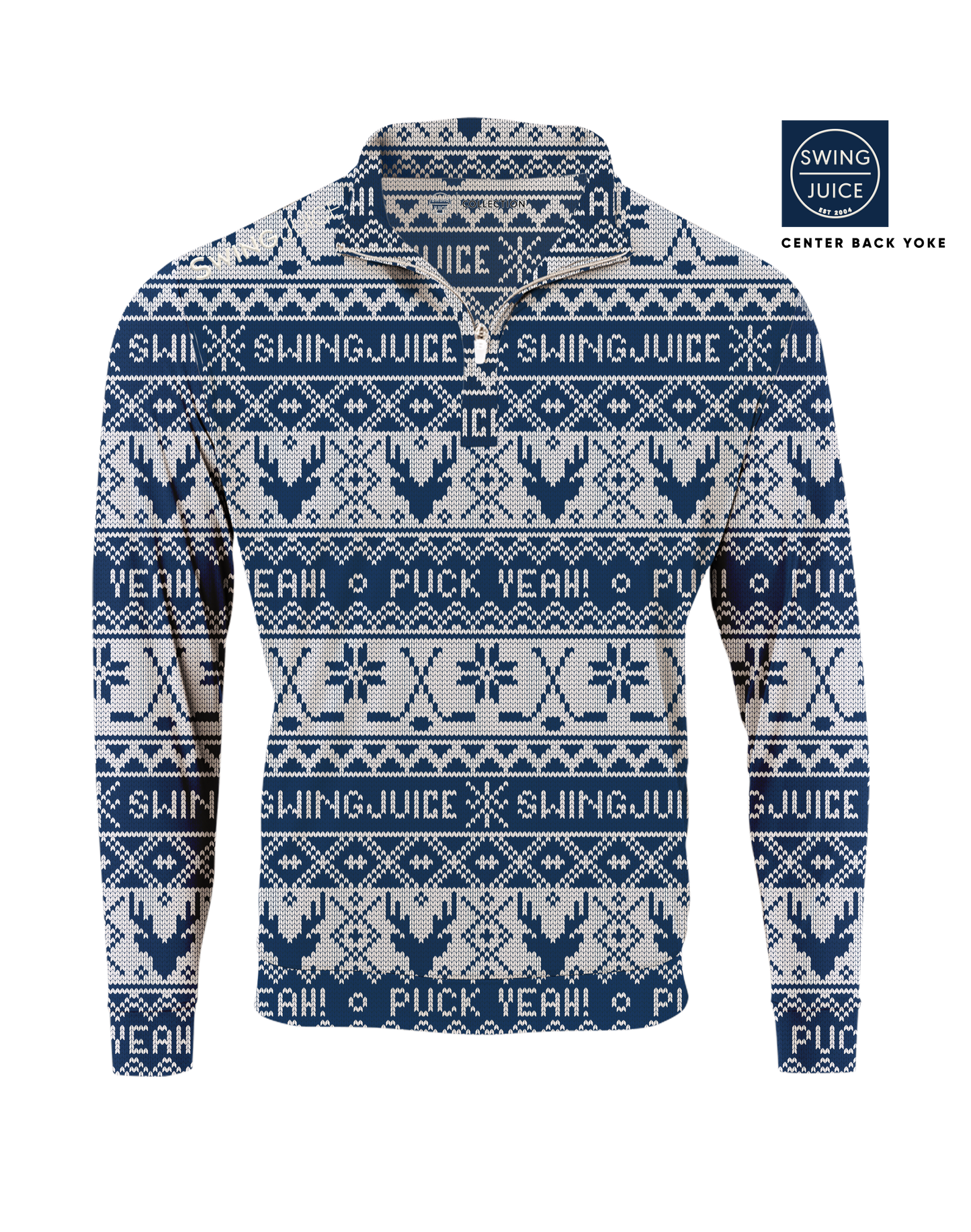 Hockey Puck Yeah Fairisle Men's Quarter Zip SwingJuice