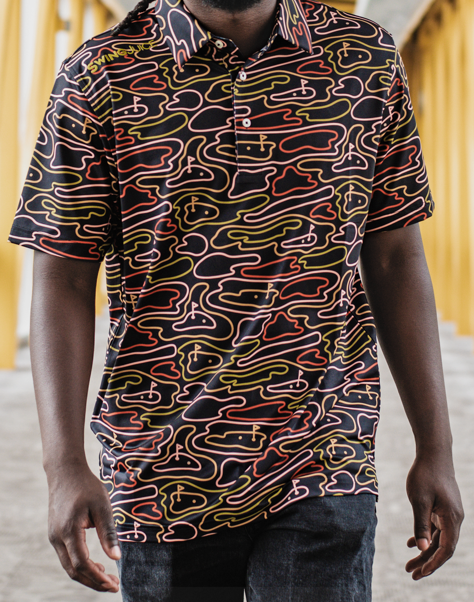 Golf Rhythmic Lines Men's Polo SwingJuice