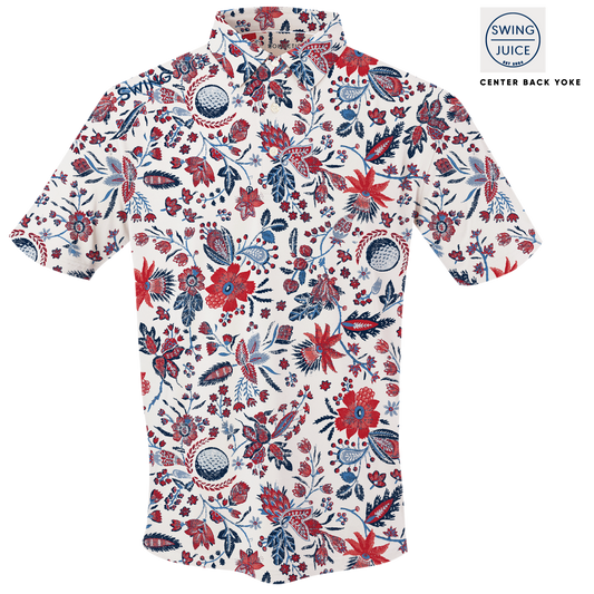 Golf Americana Floral Men's Polo-White