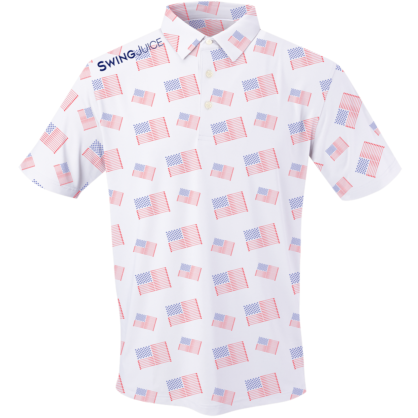 SwingJuice Men's Golf Flag Polo White & Flag Unisex Active Rope Hat Navy-Multi