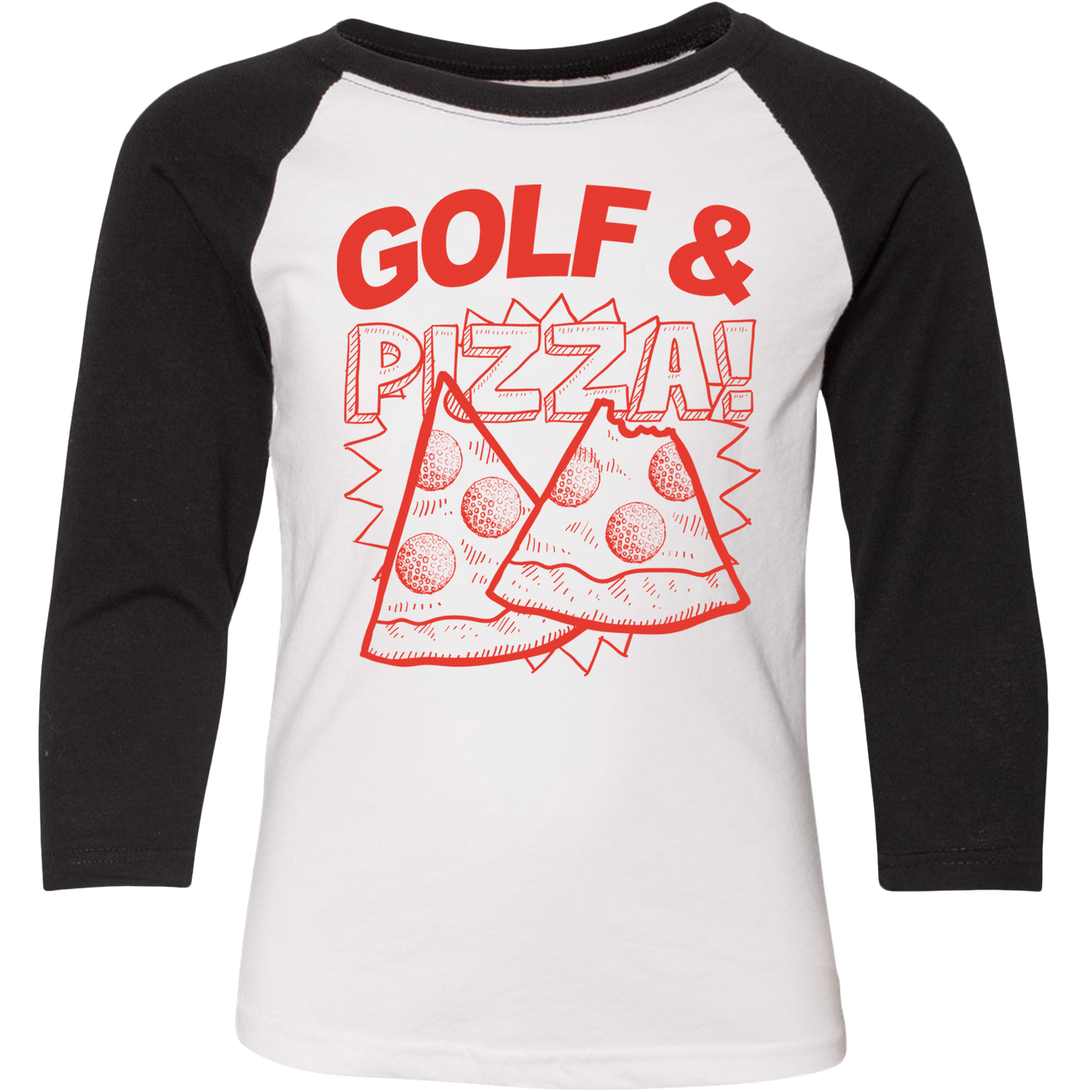 Golf & Pizza Kids Raglan T-Shirt SwingJuice