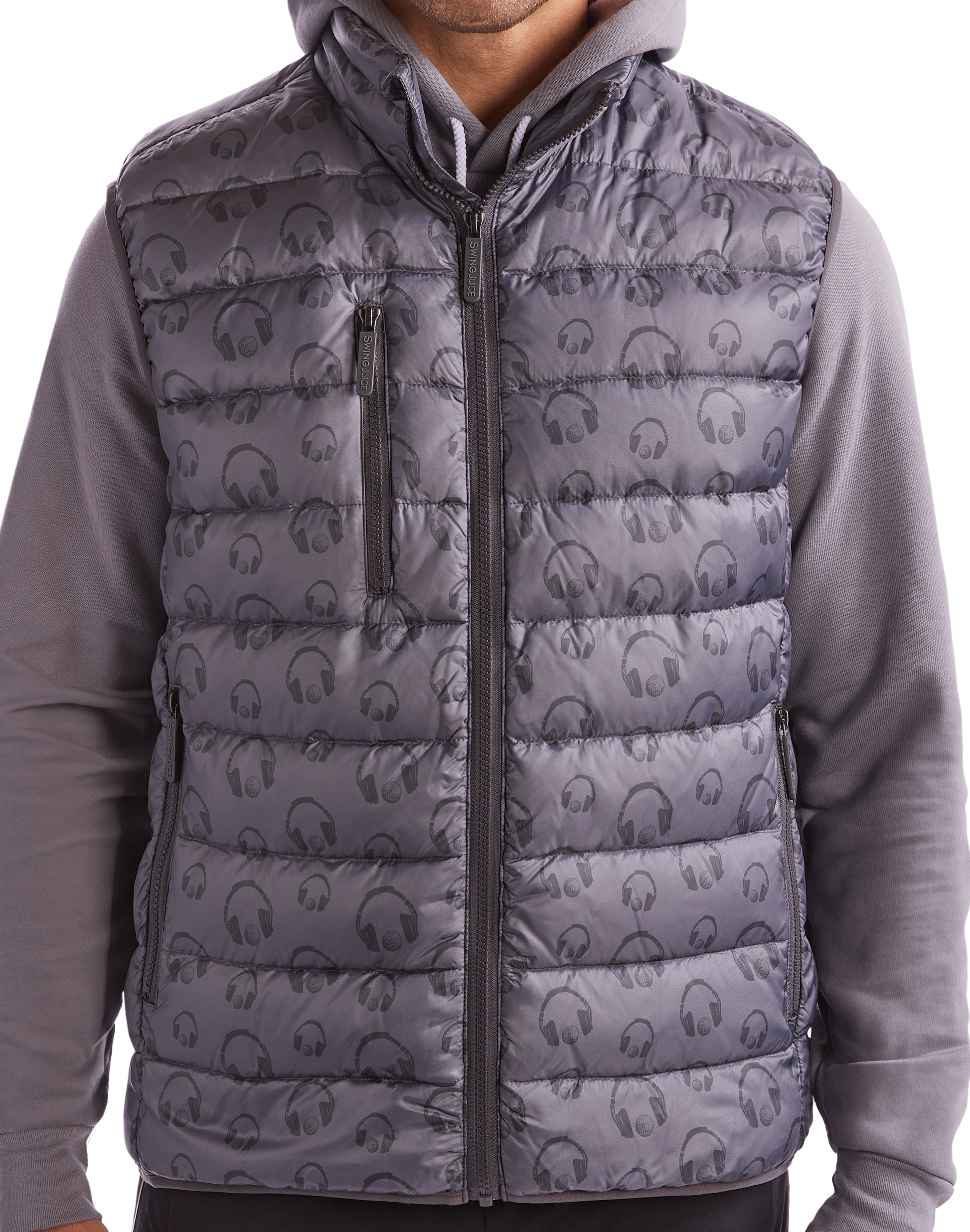 Golf & Hip Hop Men's Packable Puffer Vest-Grey