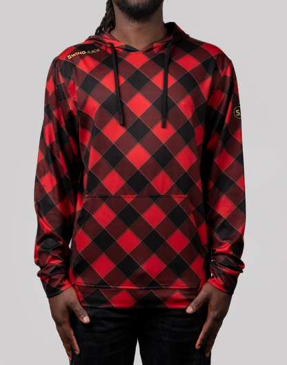 Golf Buffalo Check Men's Performance Hoodie-Red