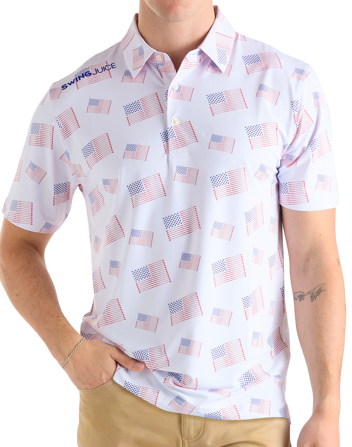Golf Flag Men's Polo-White