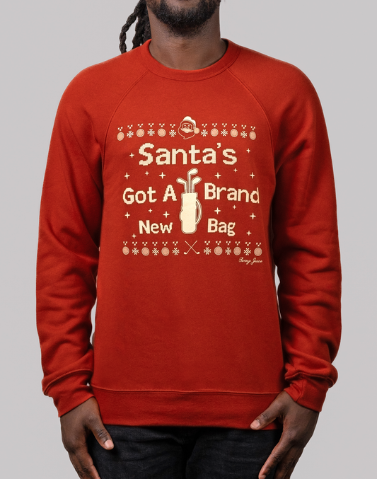 Golf Santa's Got A Brand New Bag Unisex Ugly Sweatshirt-Brick