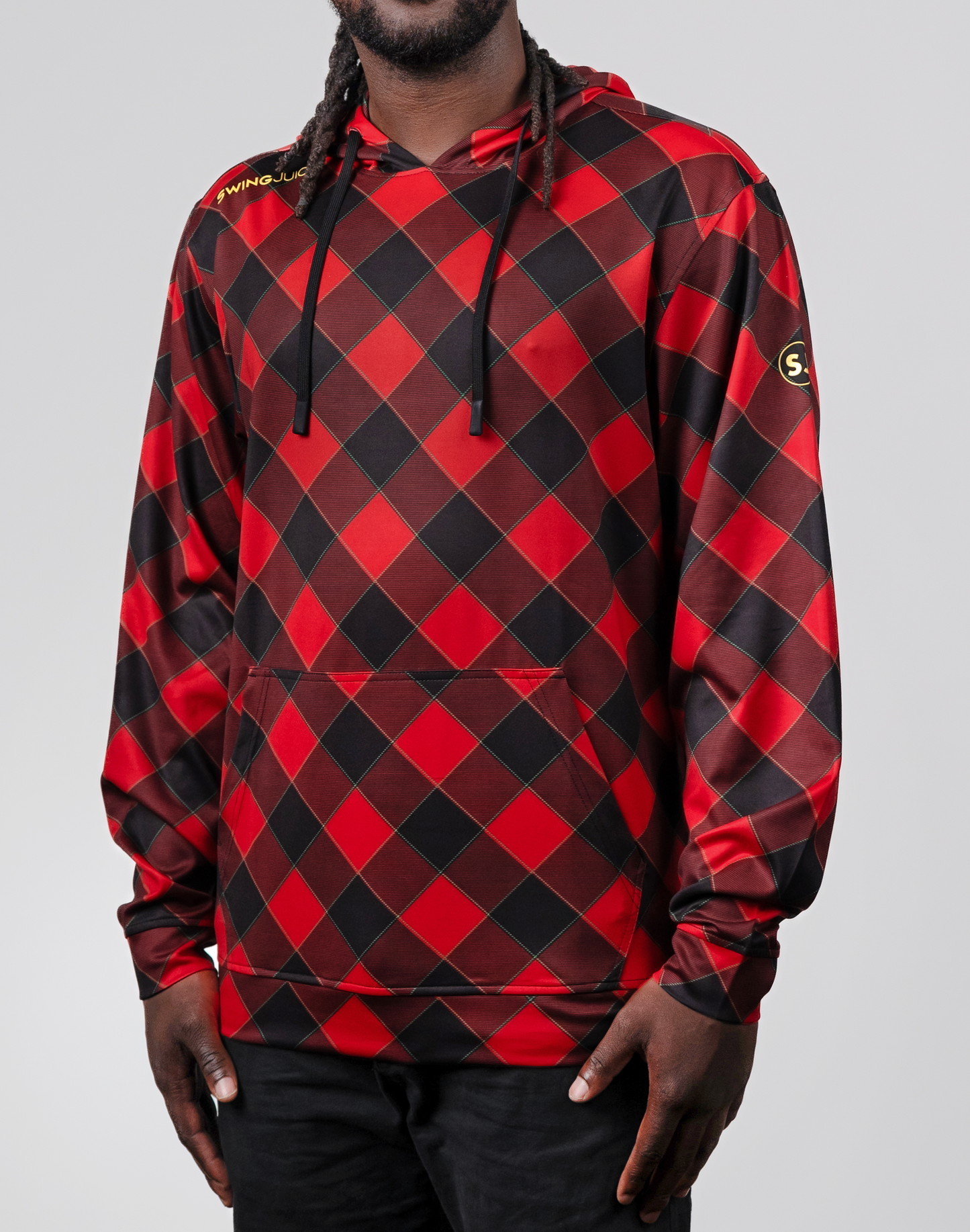 Golf Buffalo Check Men's Performance Hoodie-Red