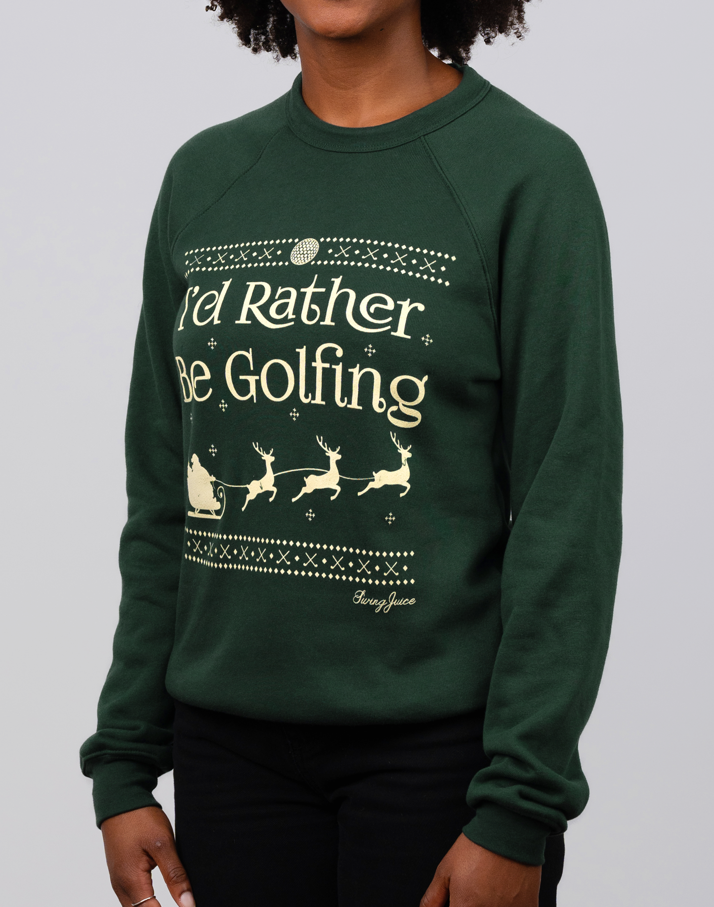 Golf I'd Rather Be Golfing Unisex Ugly Sweatshirt-Forest Green