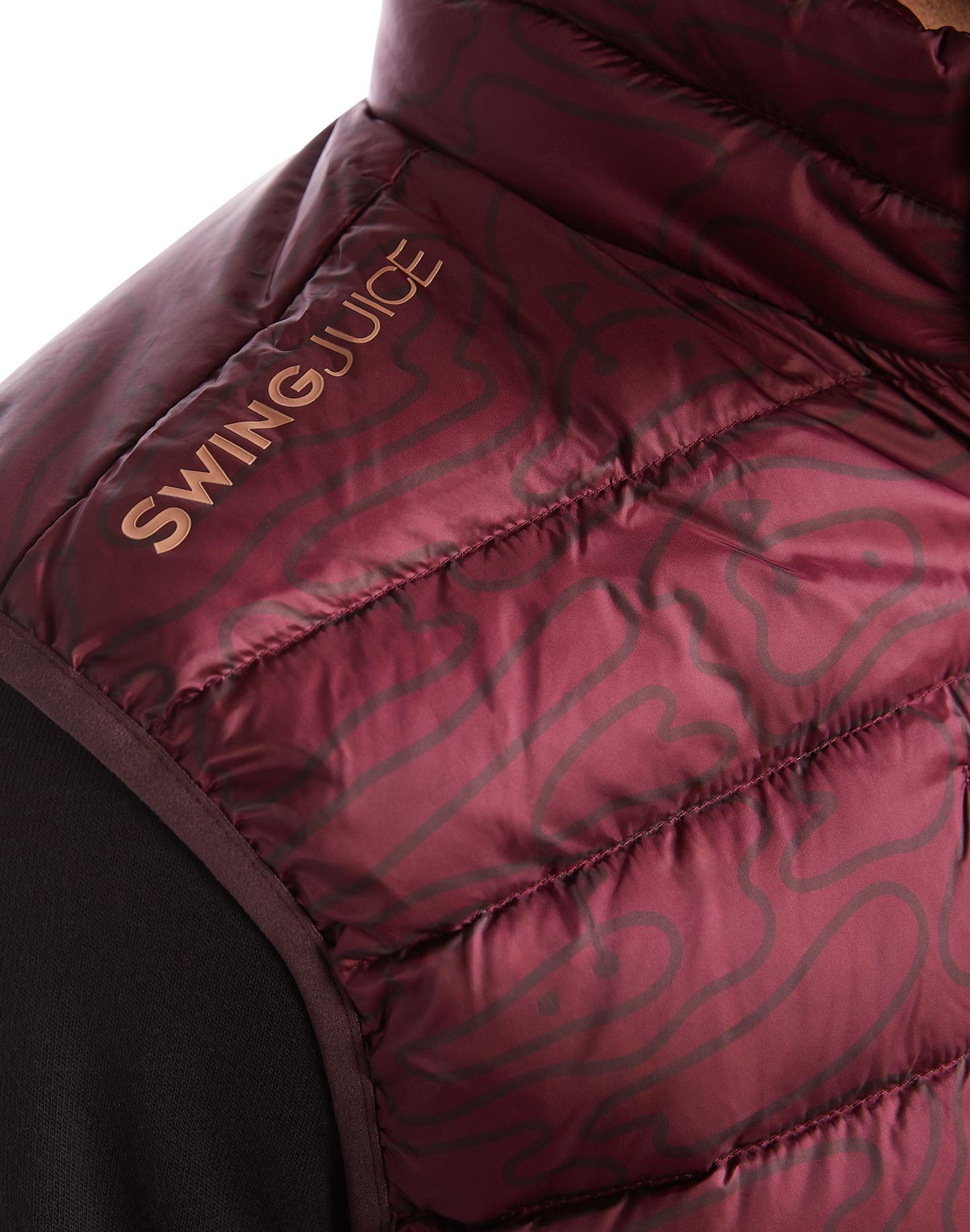 Golf Rhythmic Lines Men's Packable Puffer Vest-Burgundy