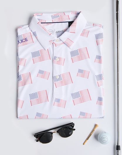 Golf Flag Men's Polo-White
