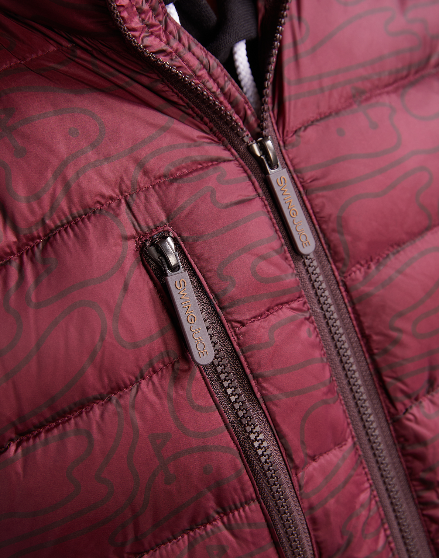 Golf Rhythmic Lines Men's Packable Puffer Vest-Burgundy