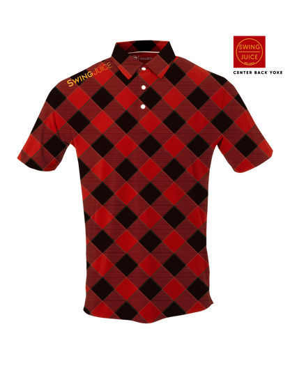 Golf Buffalo Check Men's Polo-Red