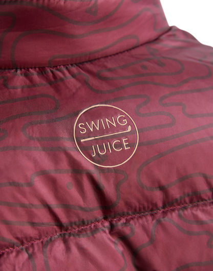 Golf Rhythmic Lines Men's Packable Puffer Vest-Burgundy