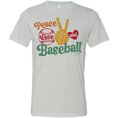 SwingJuice Short Sleeve Unisex T-Shirt Peace, Love and Baseball-