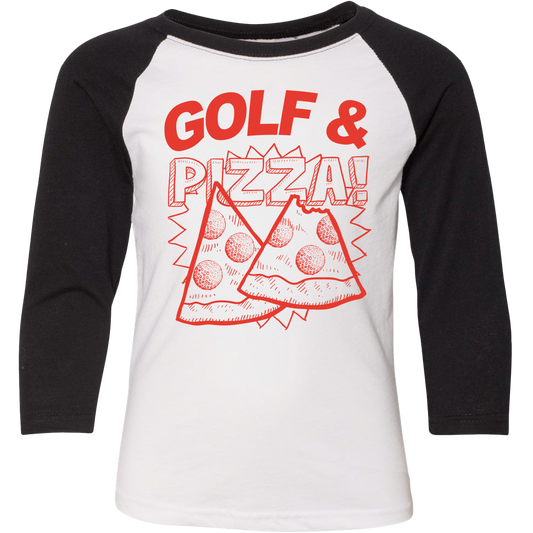 Golf & Pizza Kids Raglan T-Shirt SwingJuice