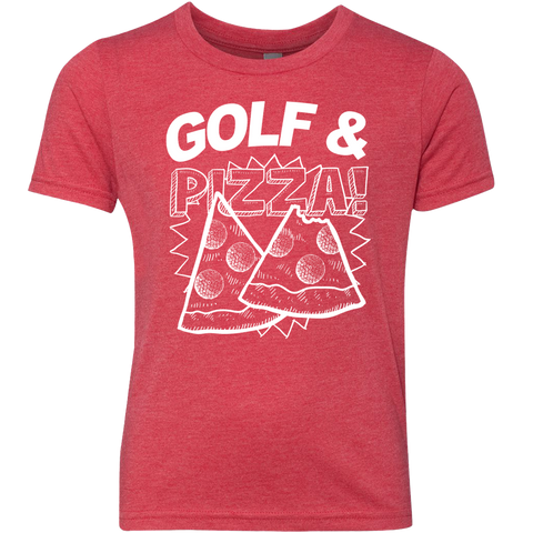 SwingJuice Short Sleeve Kids T Shirt Golf & Pizza-Red
