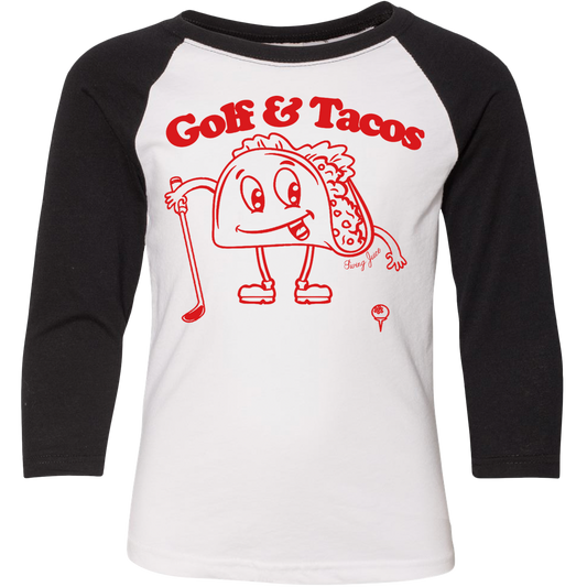 Golf & Tacos Kids Raglan T-Shirt SwingJuice