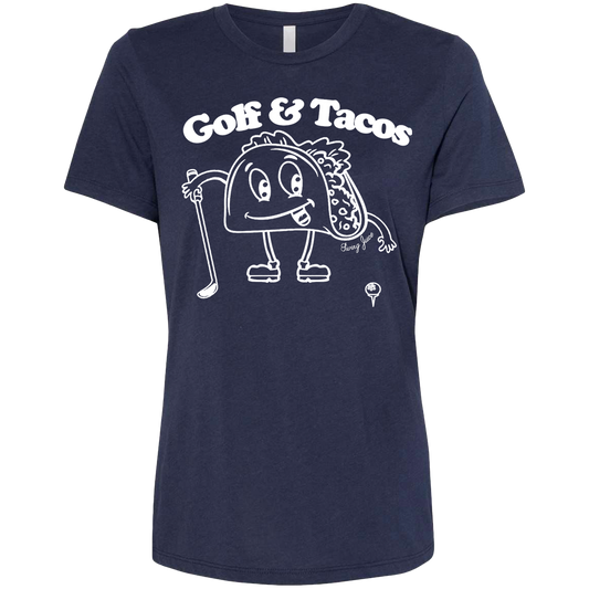 Golf & Tacos Women's T-Shirt Navy SwingJuice