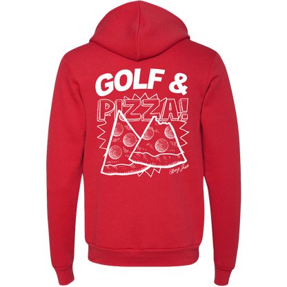 Golf & Pizza Graphic Unisex Hoodie-Red