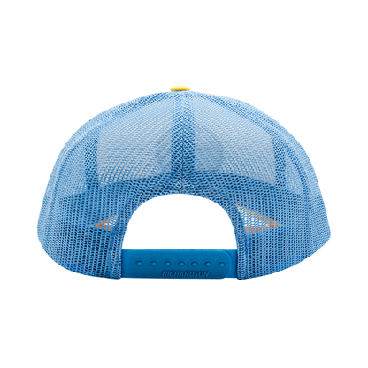 Golf Retro Unisex Trucker Hat-White Blue Yellow