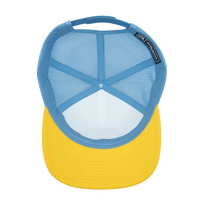 Golf Retro Unisex Trucker Hat-White Blue Yellow