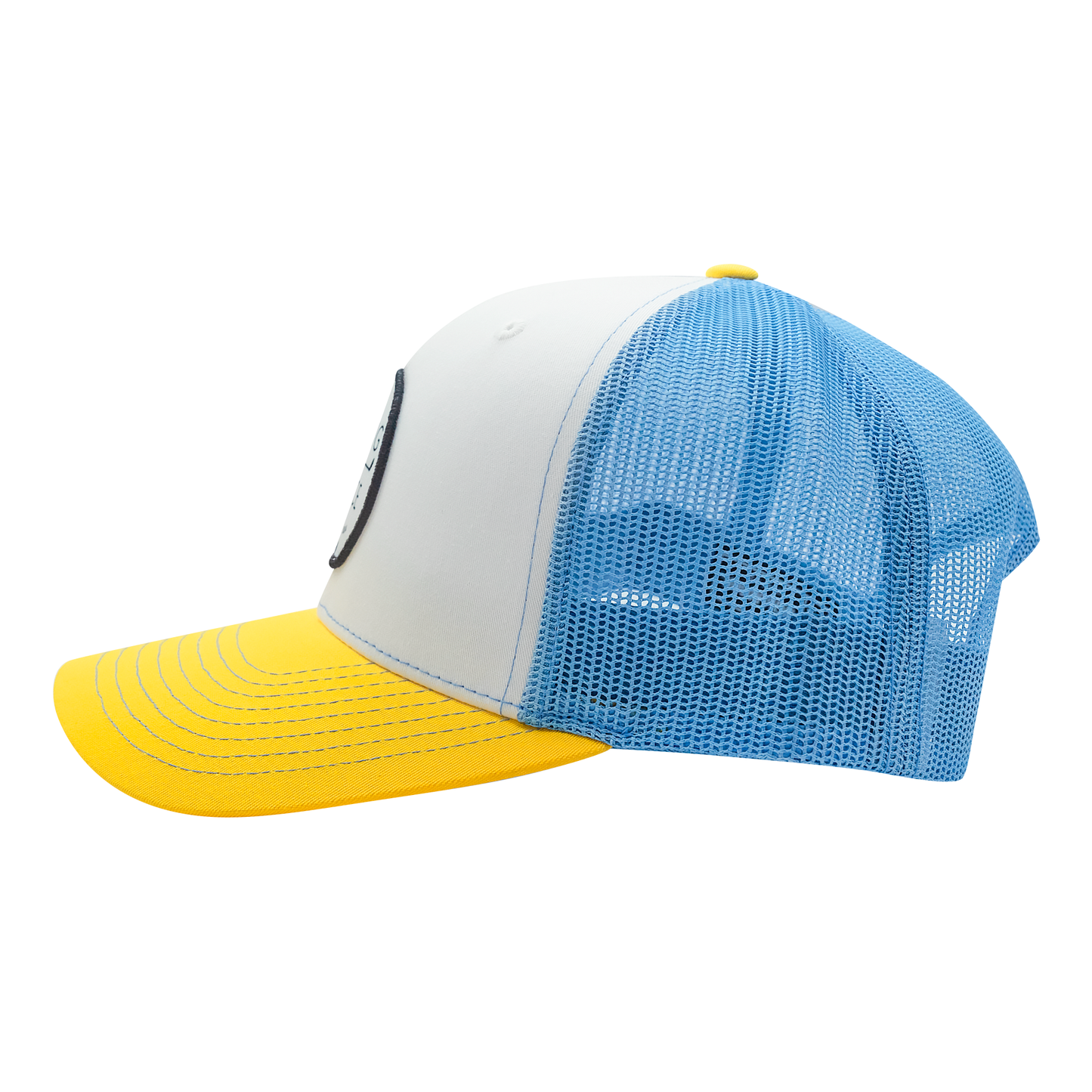 Golf Retro Unisex Trucker Hat-White Blue Yellow