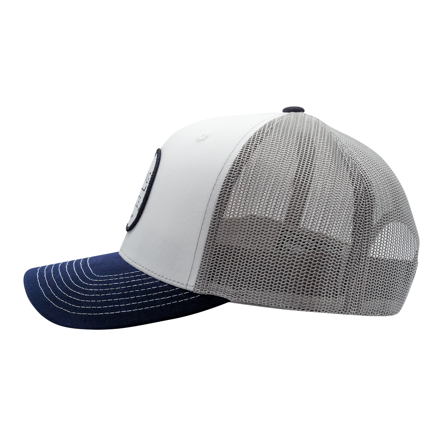 Golf Retro Unisex Trucker Hat-White Aluminum Navy