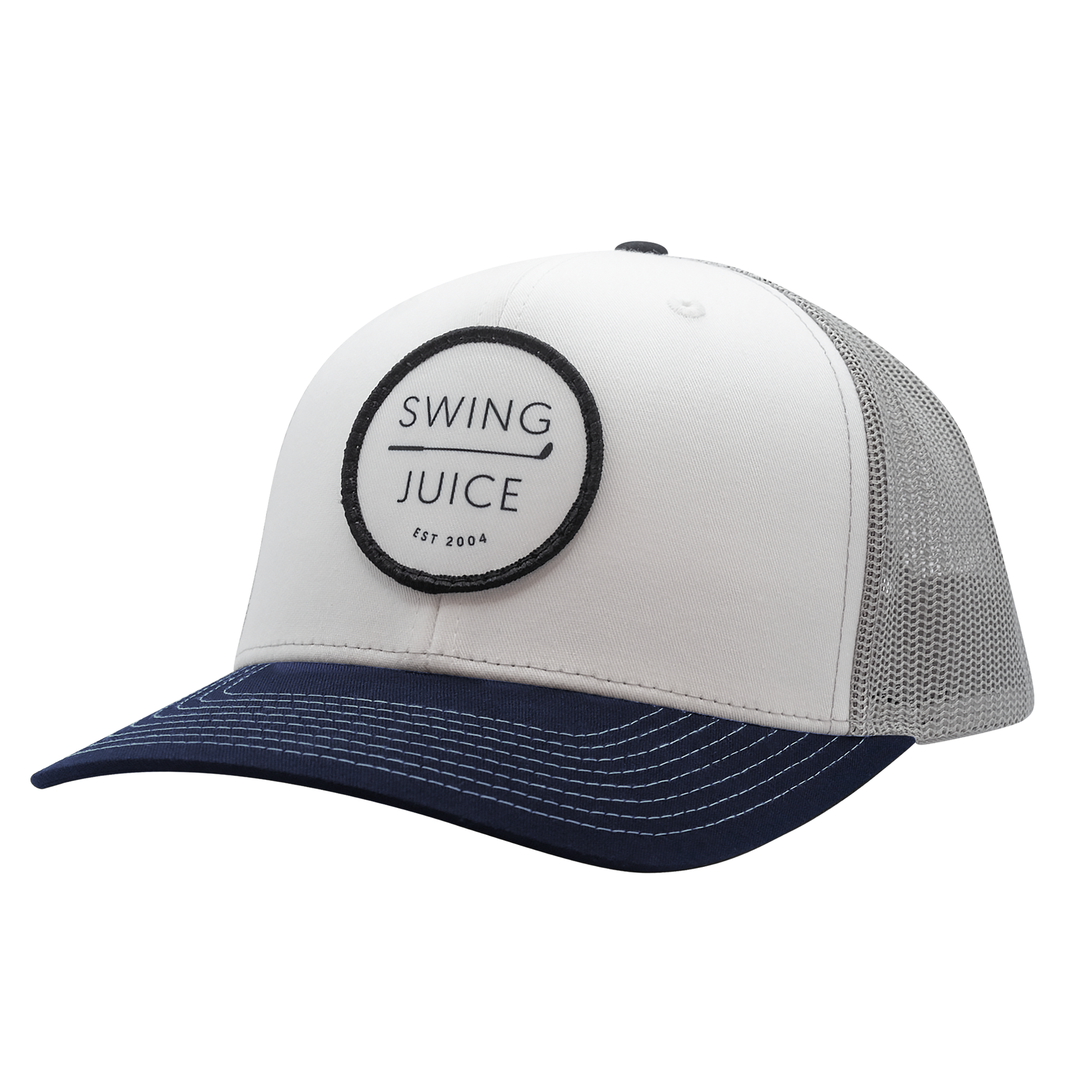 Golf Retro Unisex Trucker Hat-White Aluminum Navy