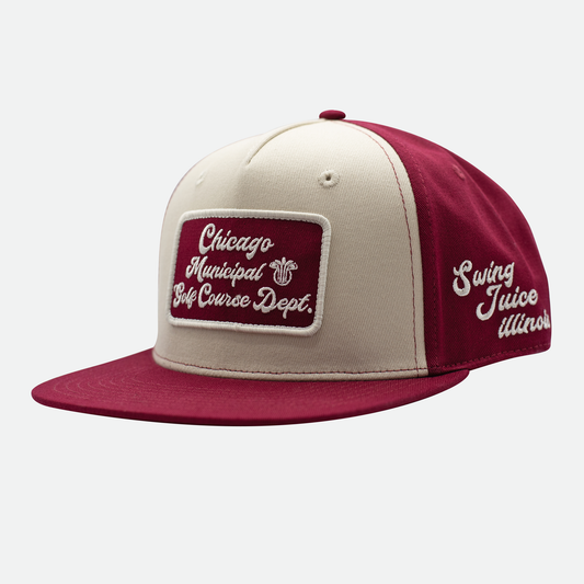 Golf Chicago Muni Unisex Snapback Hat-Khaki/Maroon