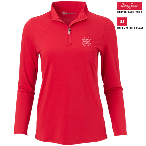 SwingJuice Long Sleeve Women's Performance Quarter Zip Golf Retro-Crimson